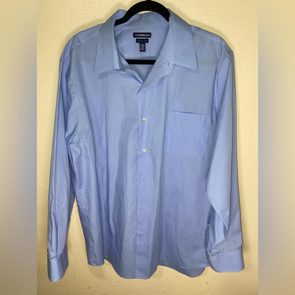 Croft & Barrow Blue Dress Shirt Classic Long Sleeve